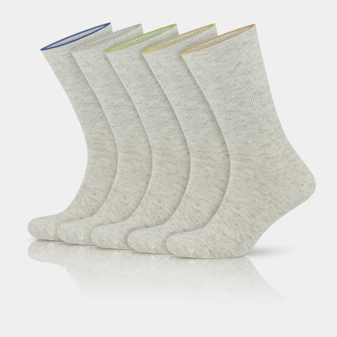 Men's Thin Linen & Cotton Blend Crew Diabetic Socks - Ecru / M Men's Thin Linen & Cotton Blend Crew Diabetic Socks - Ecru / M