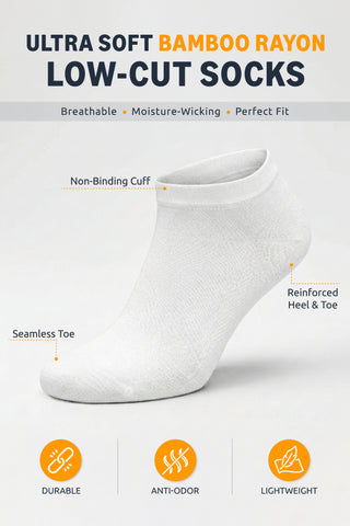 Ankle Sneaker Socks for Men & Women, 6 Pairs Thin Breathable Bamboo Rayon, Seamless Moisture Wicking Athletic Socks 3006