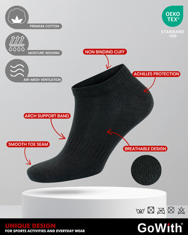 Premium Cotton Ankle Sneaker Socks for Men & Women, 6 Pairs Breathable Lightweight Casual Low Cut Athletic Socks 3009