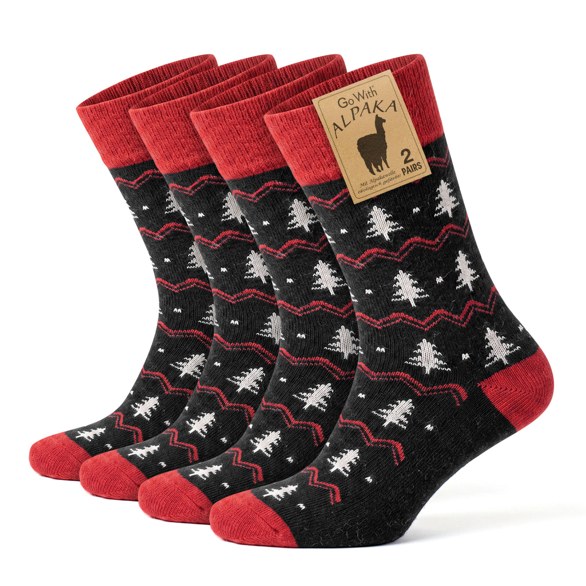 Alpaca Wool Christmas Crew Socks for Men and Women - 2 Pairs