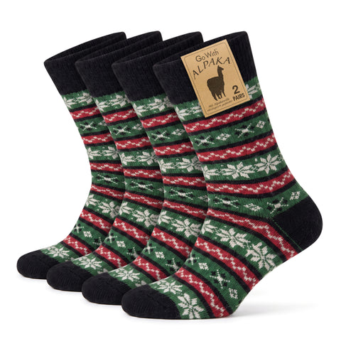 Alpaca Wool Christmas Crew Socks for Men and Women - 2 Pairs