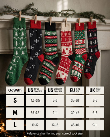 Alpaca Wool Christmas Crew Socks for Men and Women - 2 Pairs