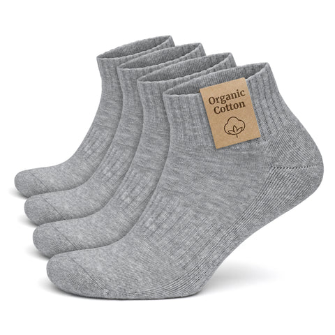 Organic Cotton Cushioned Ankle Socks for Men and Women - 4 Pairs