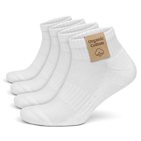 Organic Cotton Cushioned Ankle Socks for Men and Women - 4 Pairs