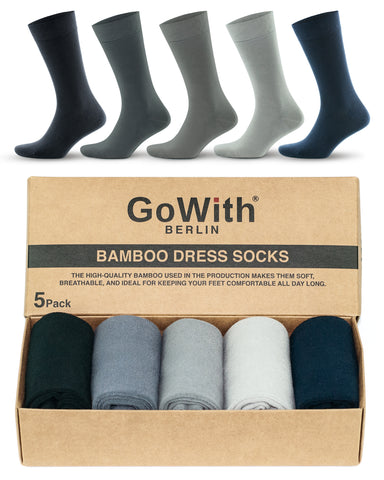 Men's Bamboo Crew Dress Socks - Black & Multicolor