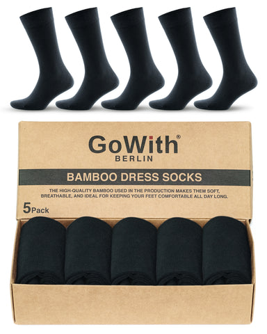 Men's Bamboo Crew Dress Socks - Black & Multicolor
