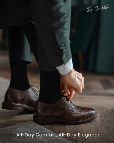 Men's Bamboo Crew Dress Socks - Black & Multicolor