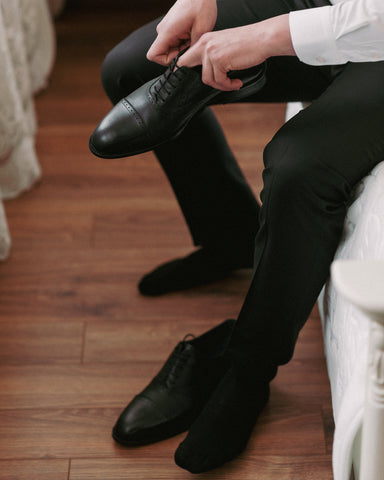 Men's Bamboo Crew Dress Socks - Black & Multicolor