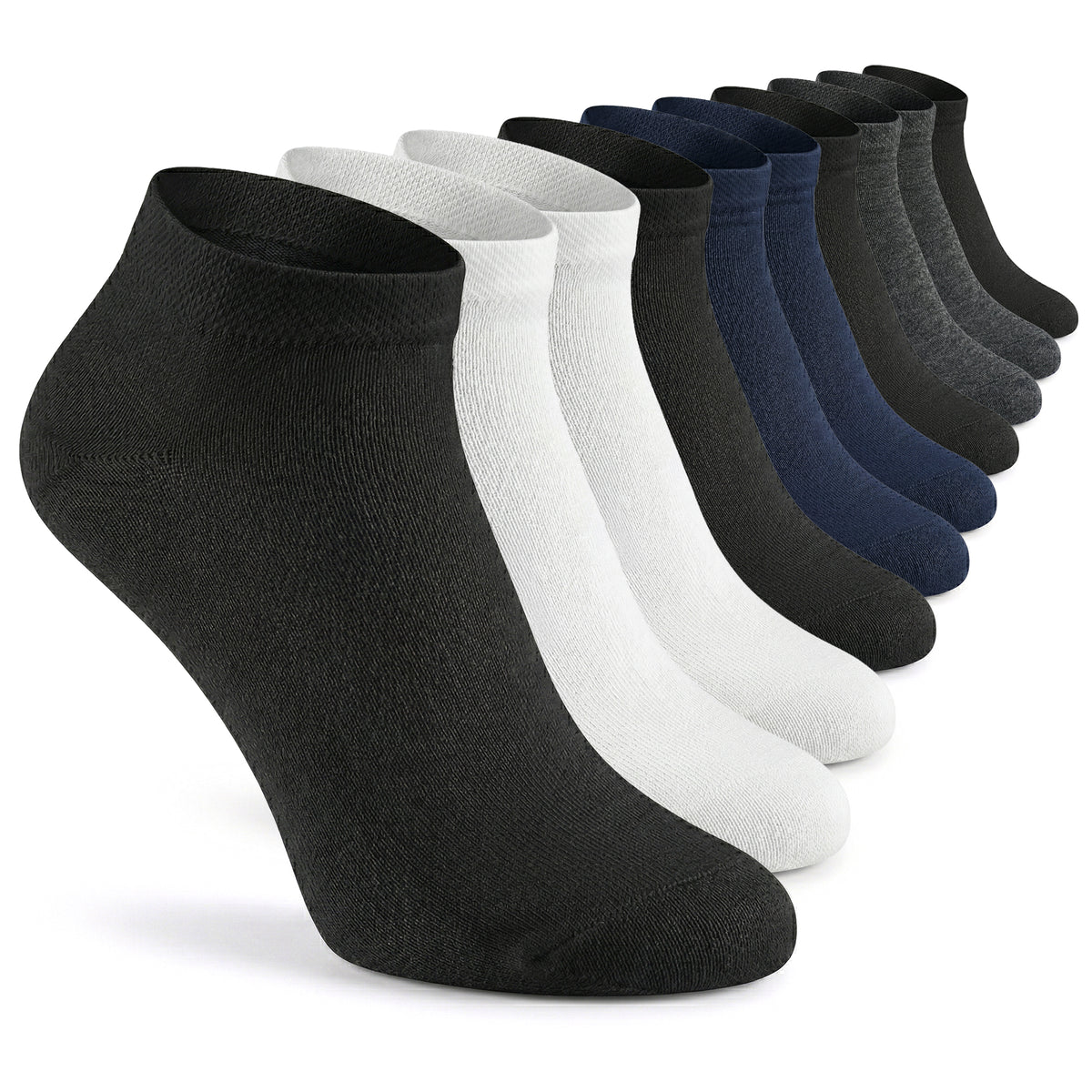 Cotton Casual Ankle Socks for Men and Women - 10 Pairs