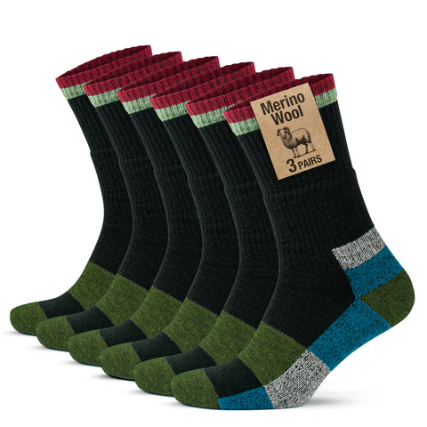 Merino Wool Crew Full Cushion Hiking Boot Socks for Men & Women