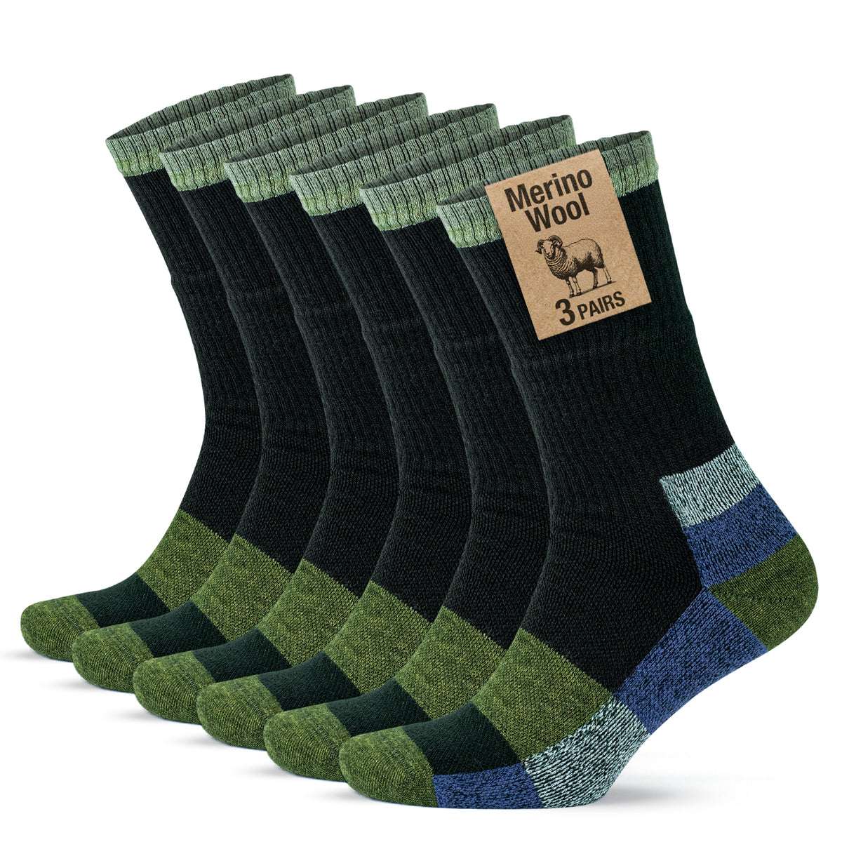Merino Wool Crew Full Cushion Hiking Boot Socks for Men & Women