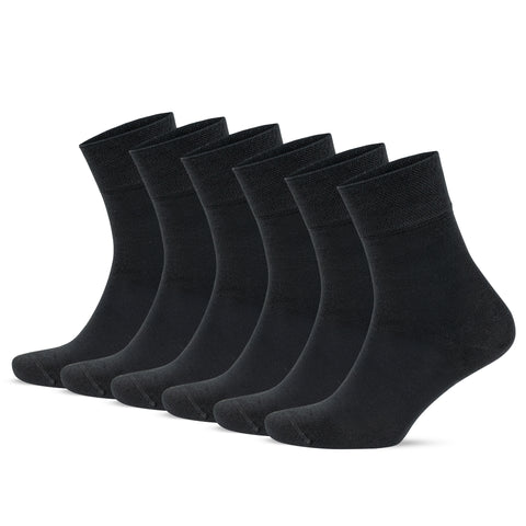 Bamboo Crew Dress Socks for Men & Women, 6 Pairs Casual Mid-Calf Socks, Breathable, Seamless Toe, 3560