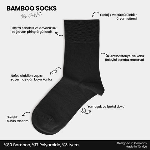 Bamboo Crew Dress Socks for Men & Women, 6 Pairs Casual Mid-Calf Socks, Breathable, Seamless Toe, 3560