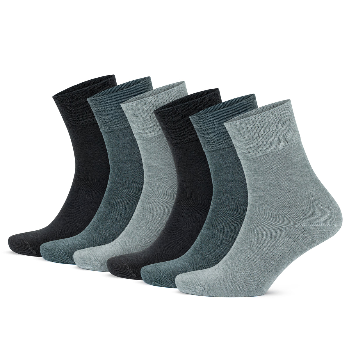 Bamboo Crew Dress Socks for Men & Women, 6 Pairs Casual Mid-Calf Socks, Breathable, Seamless Toe, 3560