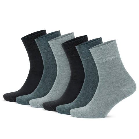 Bamboo Crew Dress Socks for Men & Women, 6 Pairs Casual Mid-Calf Socks, Breathable, Seamless Toe, 3560