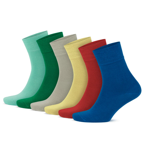 Bamboo Crew Dress Socks for Men & Women, 6 Pairs Casual Mid-Calf Socks, Breathable, Seamless Toe, 3560