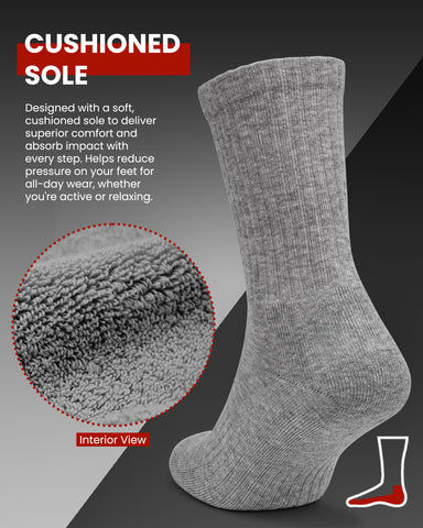 Organic Cotton Crew Socks for Men & Women, 4 Pairs Cushioned Athletic Sport Socks, Seamless Breathable Soft, 3504