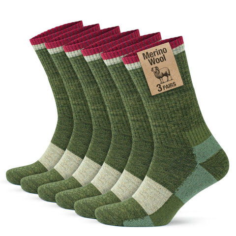 Merino Wool Crew Full Cushion Hiking Boot Socks for Men & Women