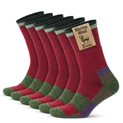 Merino Wool Crew Full Cushion Hiking Boot Socks for Men & Women
