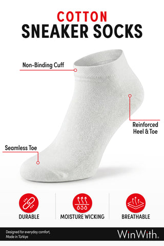 Cotton Casual Ankle Socks for Men and Women - 10 Pairs