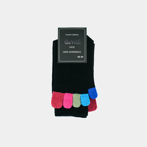 Men's Cotton Quarter Funny Black & Colored Toe Socks