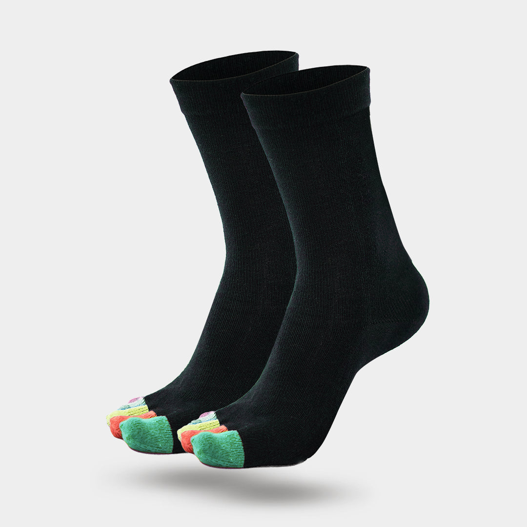 Men's Cotton Quarter Funny Black & Colored Toe Socks