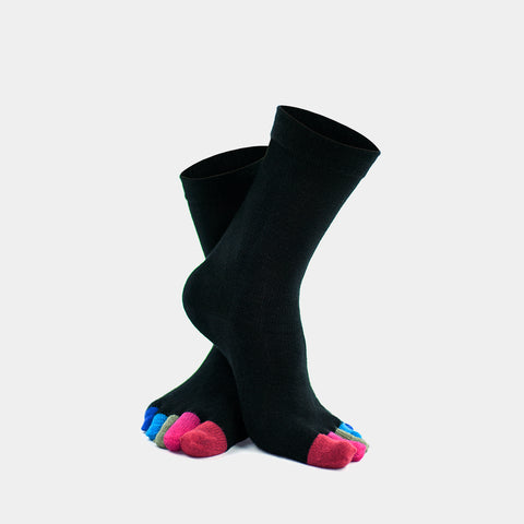 Men's Cotton Quarter Funny Black & Colored Toe Socks