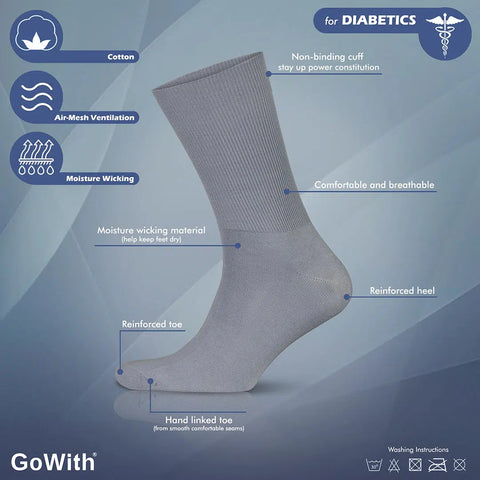 Cotton Diabetic Socks - Men's Non-Binding Dress Socks - GoWith