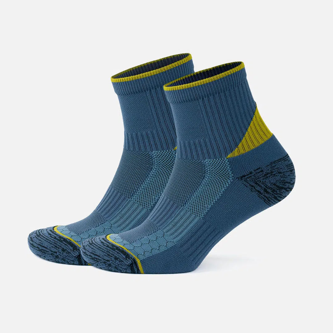 Cushioned Anti Blister Ankle Running Socks for Men and Women - Navy/Green /  Shoe Size: 5-8 (Women)