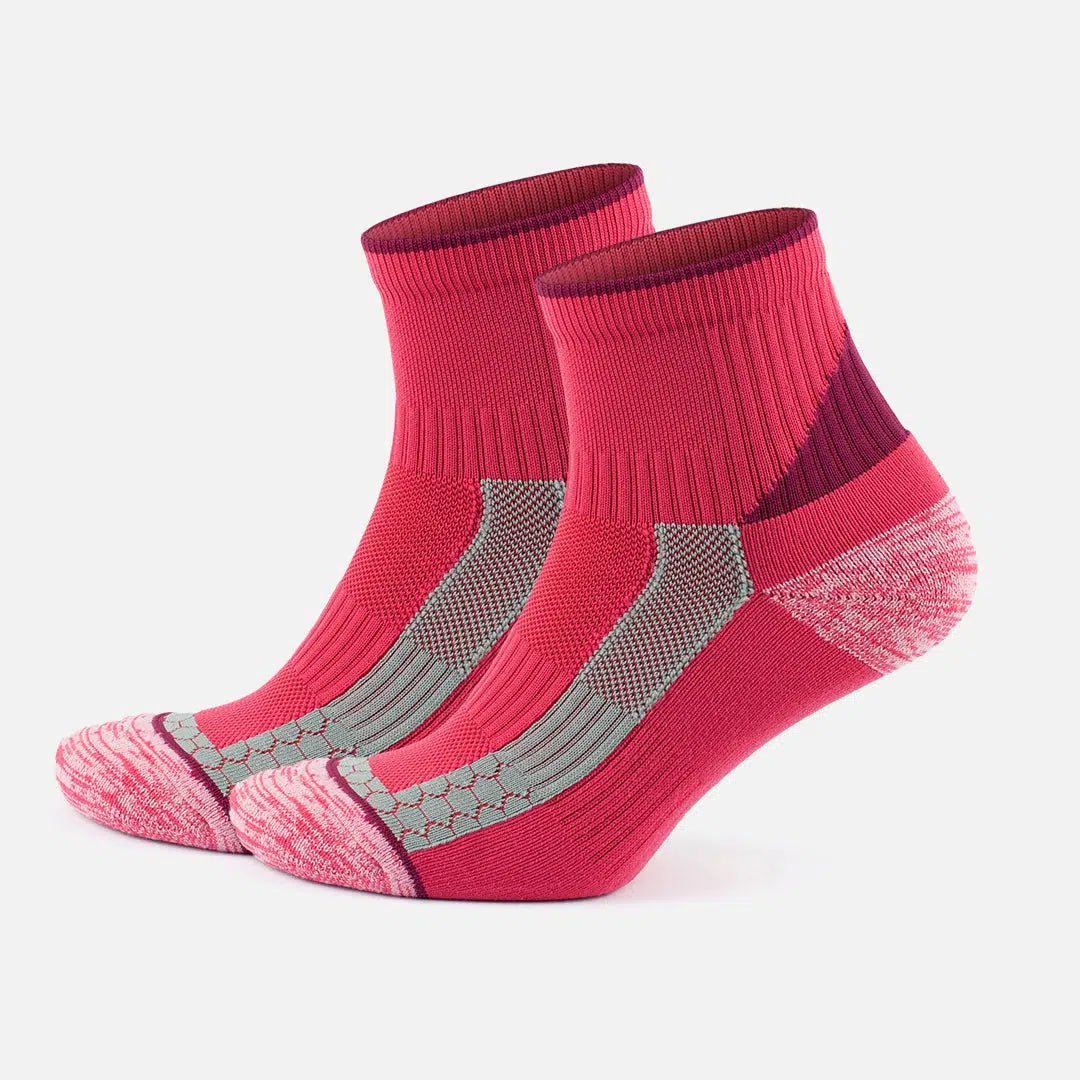 Cushioned Anti Blister Ankle Running Socks for Men and Women - Pink/Red /  Shoe Size: 5-8 (Women)