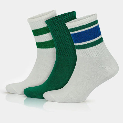 GoWith-retro-college-socks-for-men-green-3-pack