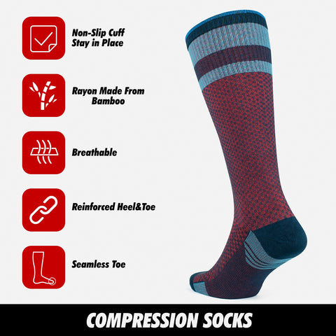15-20mmHg Bamboo Knee High Compression Socks for Men & Women