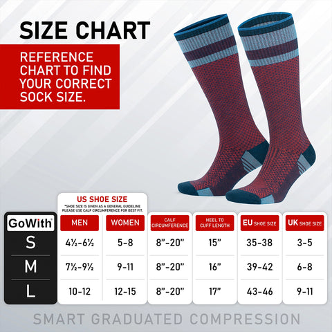 GoWith summer compression socks size chart