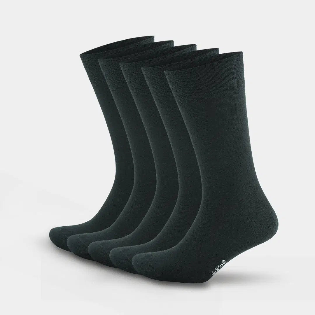 GoWith Black Cotton Seamless Dress Socks for Men and Women
