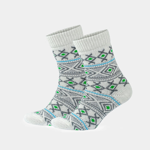 Women's Alpaca Wool Crew Vintage Socks with Nordic Pattern