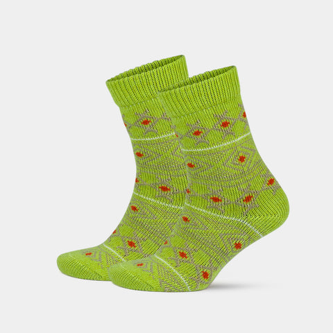 Women's Alpaca Wool Crew Vintage Socks with Nordic Pattern