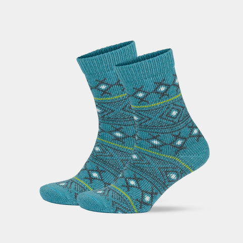 Women's Alpaca Wool Crew Vintage Socks with Nordic Pattern