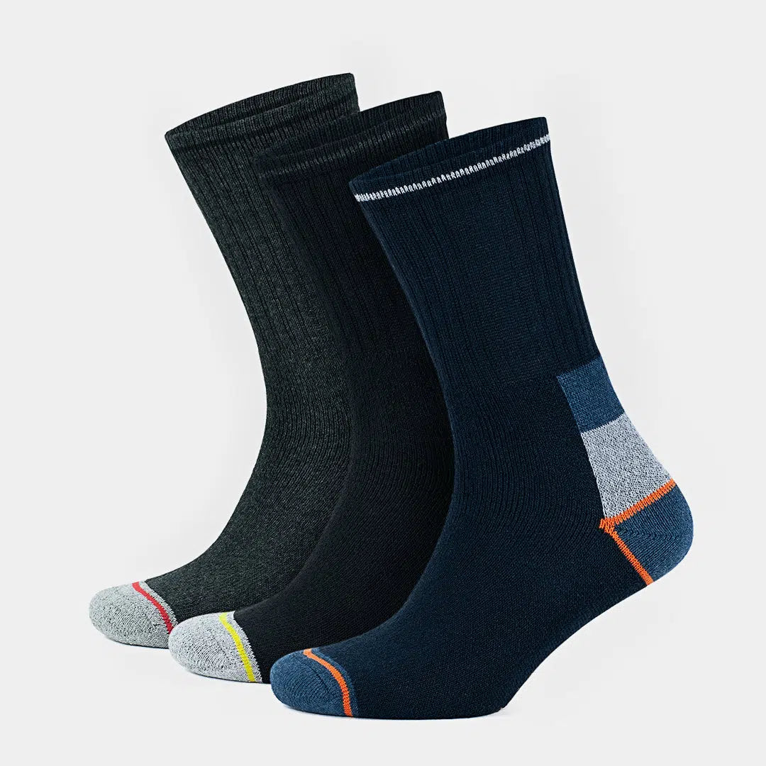 Men's Work Socks For Steel Cap Shoes – Cotton Summer Thin, Reinforced Heel/Toe, Multicolor